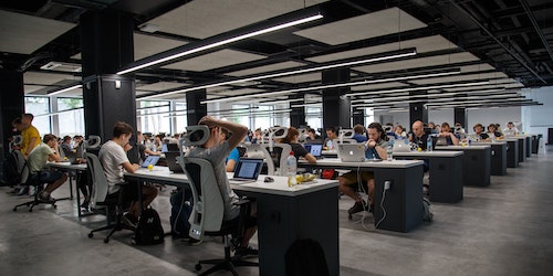 A busy modern office