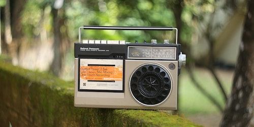 A radio sat on a wall